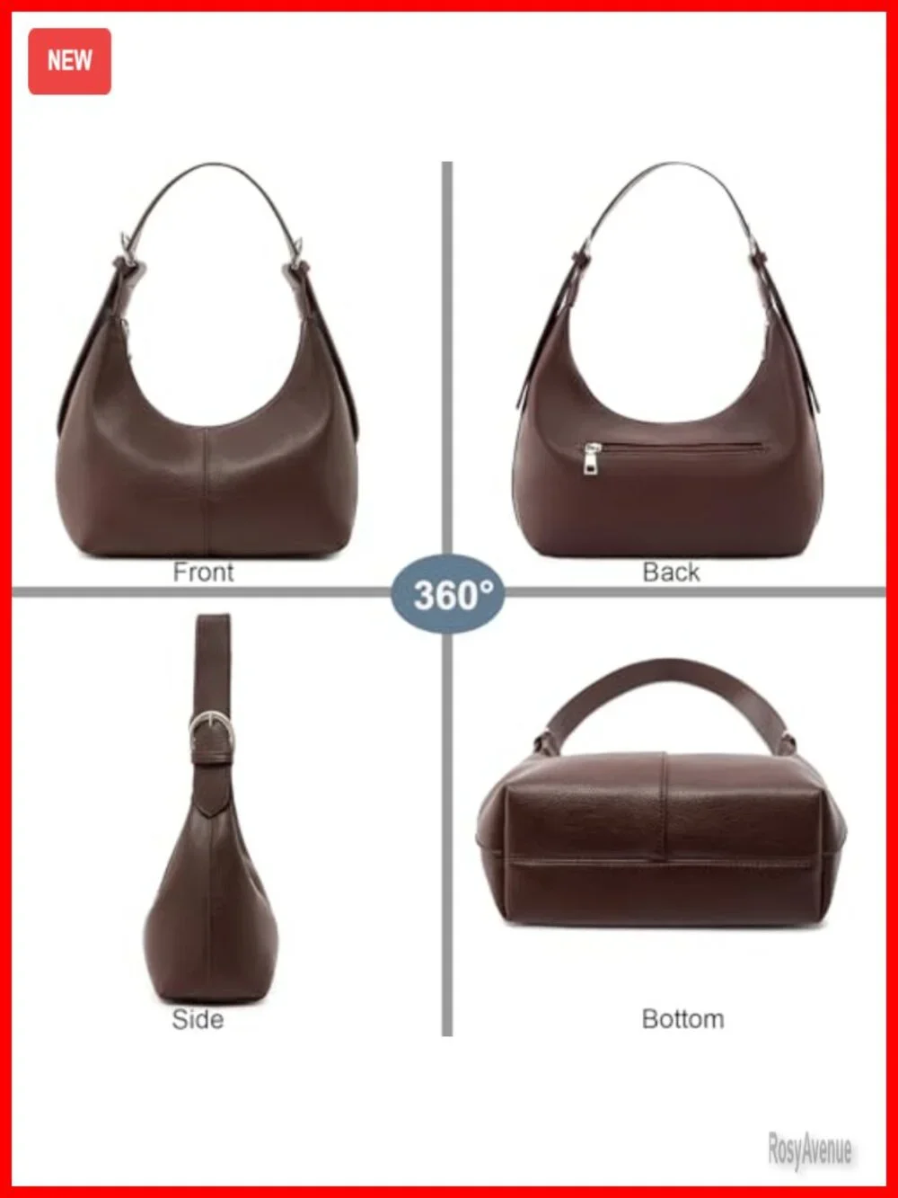 Soft Faux Leather Hobo Crescent Shoulder Crossbody Purse